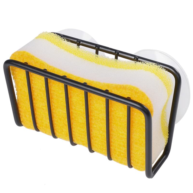 Toplife Sponge Holder for Kitchen Sink, Rust-Proof Suction Cup Sponge Caddy - Black - 2 Pack - Image 2
