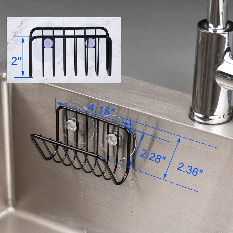 Toplife Sponge Holder for Kitchen Sink, Rust-Proof Suction Cup Sponge Caddy - Black - 2 Pack - Image 3