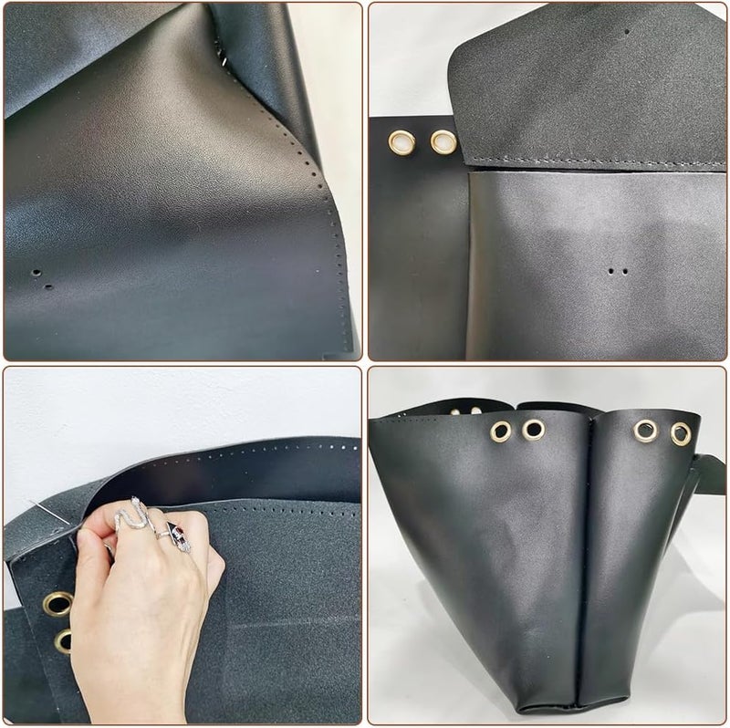 klarako DIY PU Leather Bag Making Kit, Black Large Tote Bag Making Kit DIY PU Leather Shoulder Bag DIY Sewing kit with Bag Sewing Kit for Purse Crossbody Bag Making Accessories, 9.8x12.9x3.5 Inch - Image 4