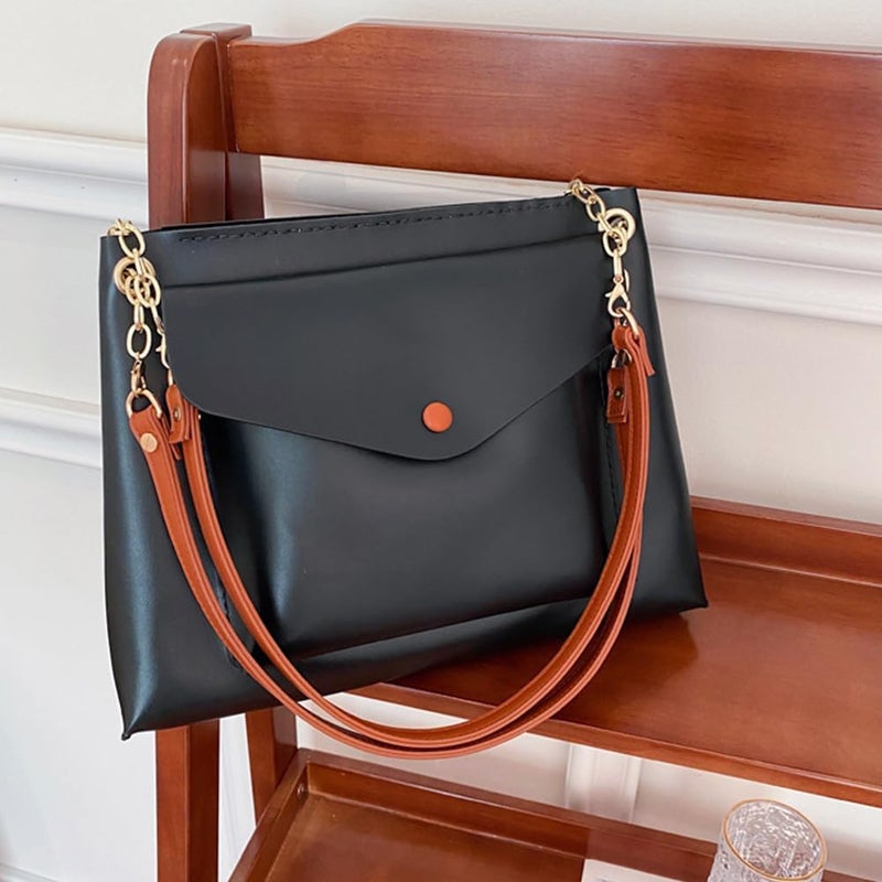 klarako DIY PU Leather Bag Making Kit, Black Large Tote Bag Making Kit DIY PU Leather Shoulder Bag DIY Sewing kit with Bag Sewing Kit for Purse Crossbody Bag Making Accessories, 9.8x12.9x3.5 Inch - Image 5