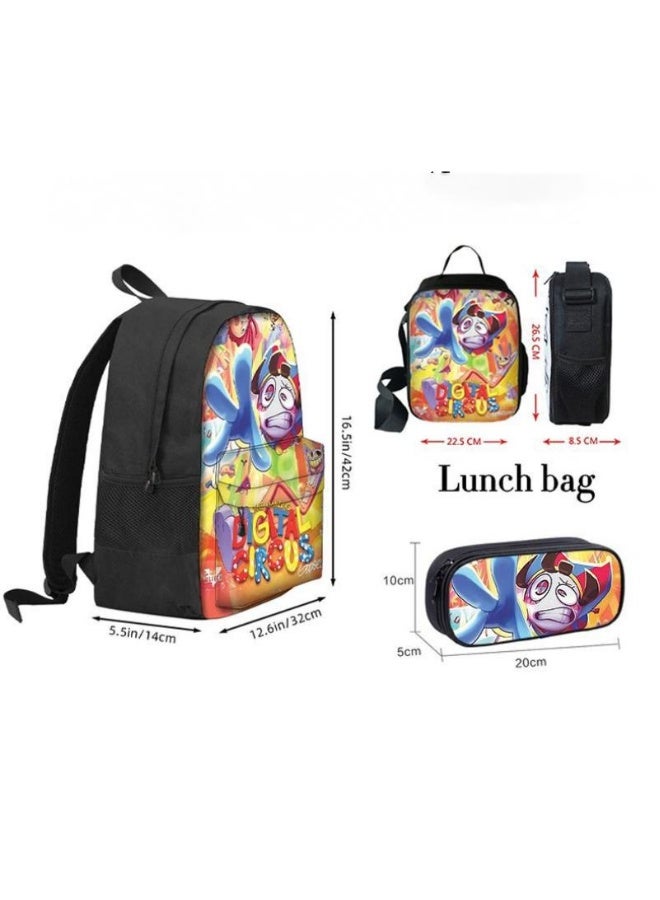 3 Pcs Anime The Amazing Digital Circus Backpack Set School Bag - Image 2
