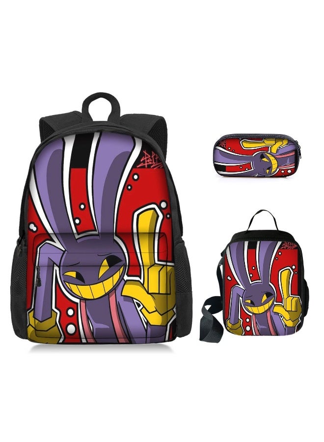 3 Pcs Anime The Amazing Digital Circus Backpack Set School Bag - Image 1