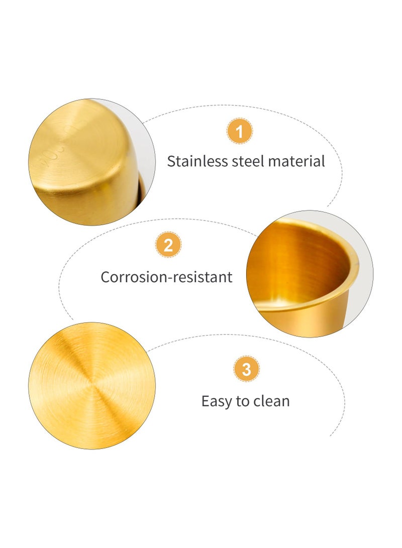 Zikra 12PCS Ramekin Sauce Dipping Bowl, Small Sauce Cups, 50ML Mini Sauce Cups Pudding Condiment Cups, Stainless Steel Sauce Dishes, Round Seasoning Dishes for Home Party Restaurant (Golden) - Image 3