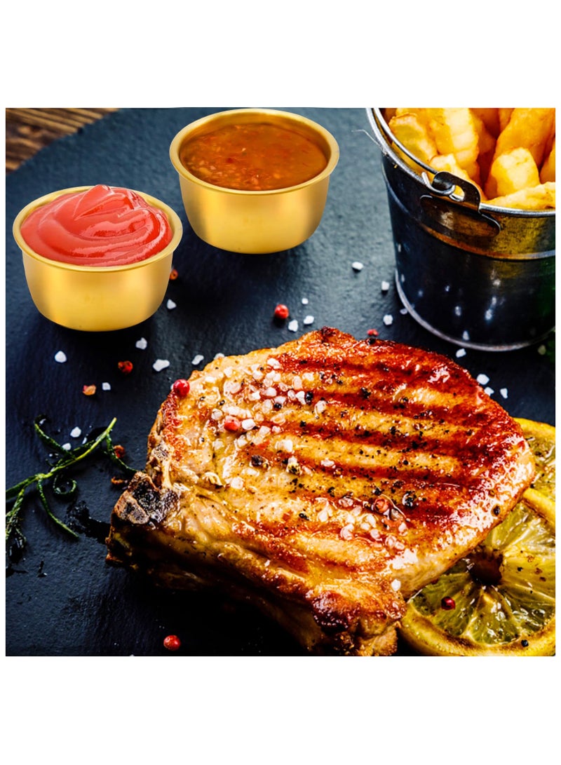 Zikra 12PCS Ramekin Sauce Dipping Bowl, Small Sauce Cups, 50ML Mini Sauce Cups Pudding Condiment Cups, Stainless Steel Sauce Dishes, Round Seasoning Dishes for Home Party Restaurant (Golden) - Image 5