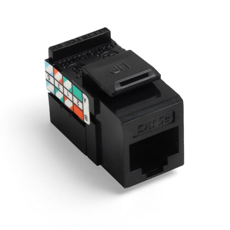 Leviton GigaMax 5E QuickPort Connector Cat 5E Black 1 Pack 5G108RE5
