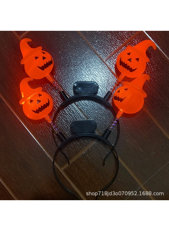 Cross-border Halloween Party Luminous Pumpkin Lantern Hoop Ghost Festival Stage Performance Supplies Skull Head Hoop Hair Hoop Props 
