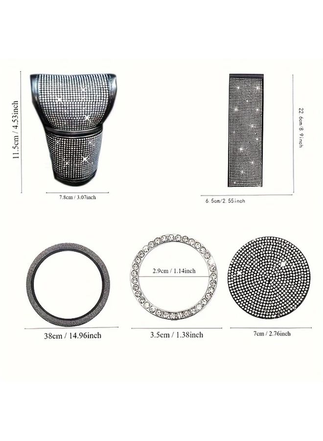 Shiny Rhinestone Car Interior Decoration 8 Piece Set Colorful Handcrafted Accents High Shine Finish Stylish All Season Vehicle Accessories Decorative Pieces For Fashion Lovers - Image 2
