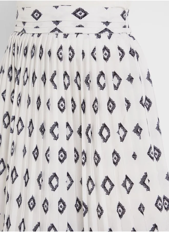 Refka by modanisa High Waist Printed Skirt