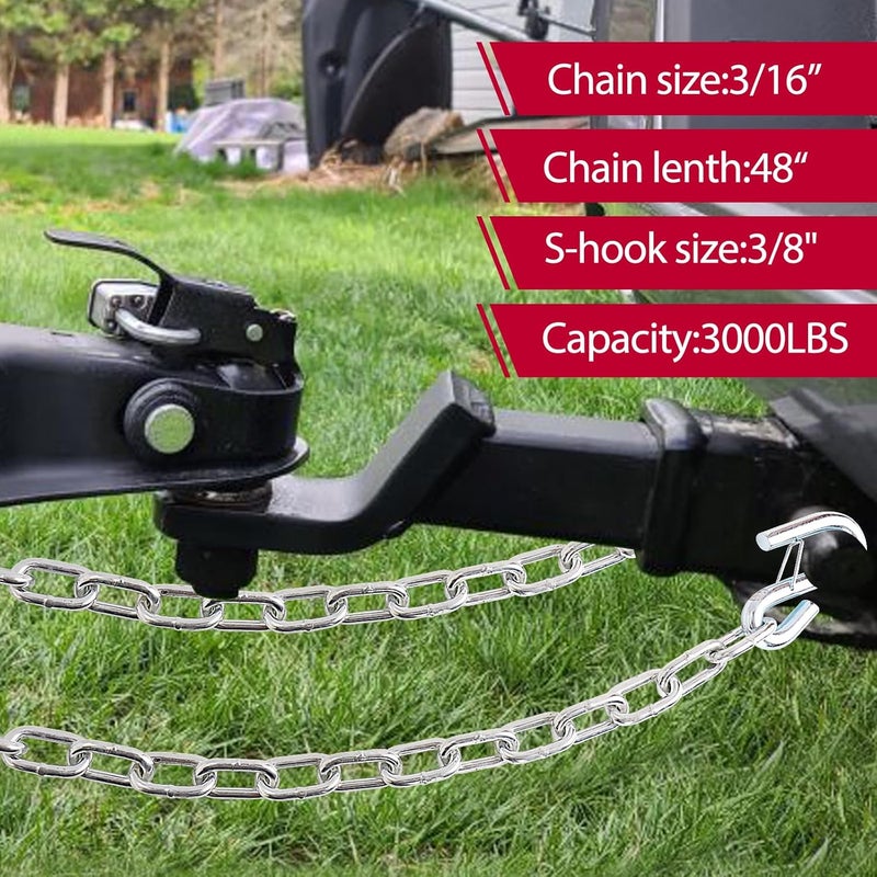 NBJINGYI 3/16" X 48" Trailer Safety Chain with Spring Clips - Image 5