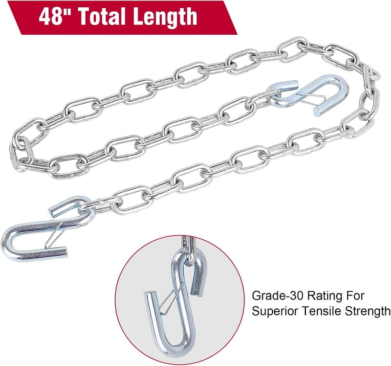 NBJINGYI 3/16" X 48" Trailer Safety Chain with Spring Clips - Image 3