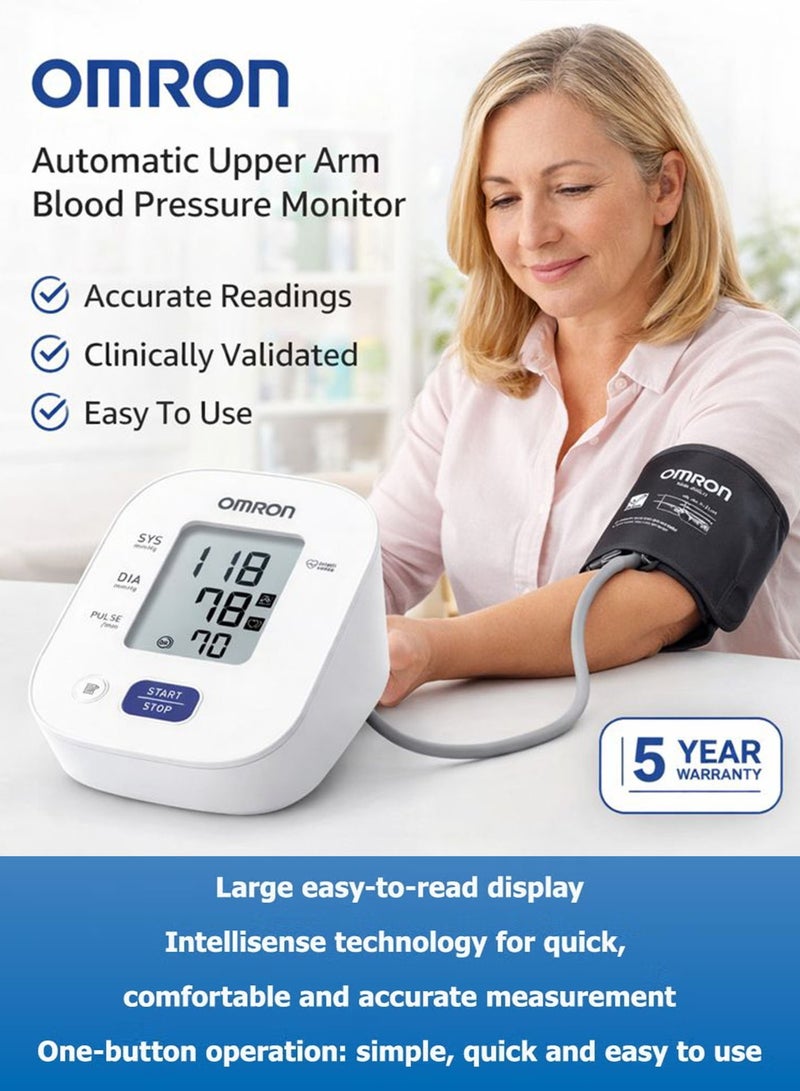 Omron M2 Plus Upper Arm Blood Pressure Monitor New Version Clinically Validated Digital BP Machine with Intellisense™ Technology, Irregular Heartbeat Detection, Body Movement Indicator, 30 Memory Storage, Medium Cuff 22–32 cm, Home Use - Image 5