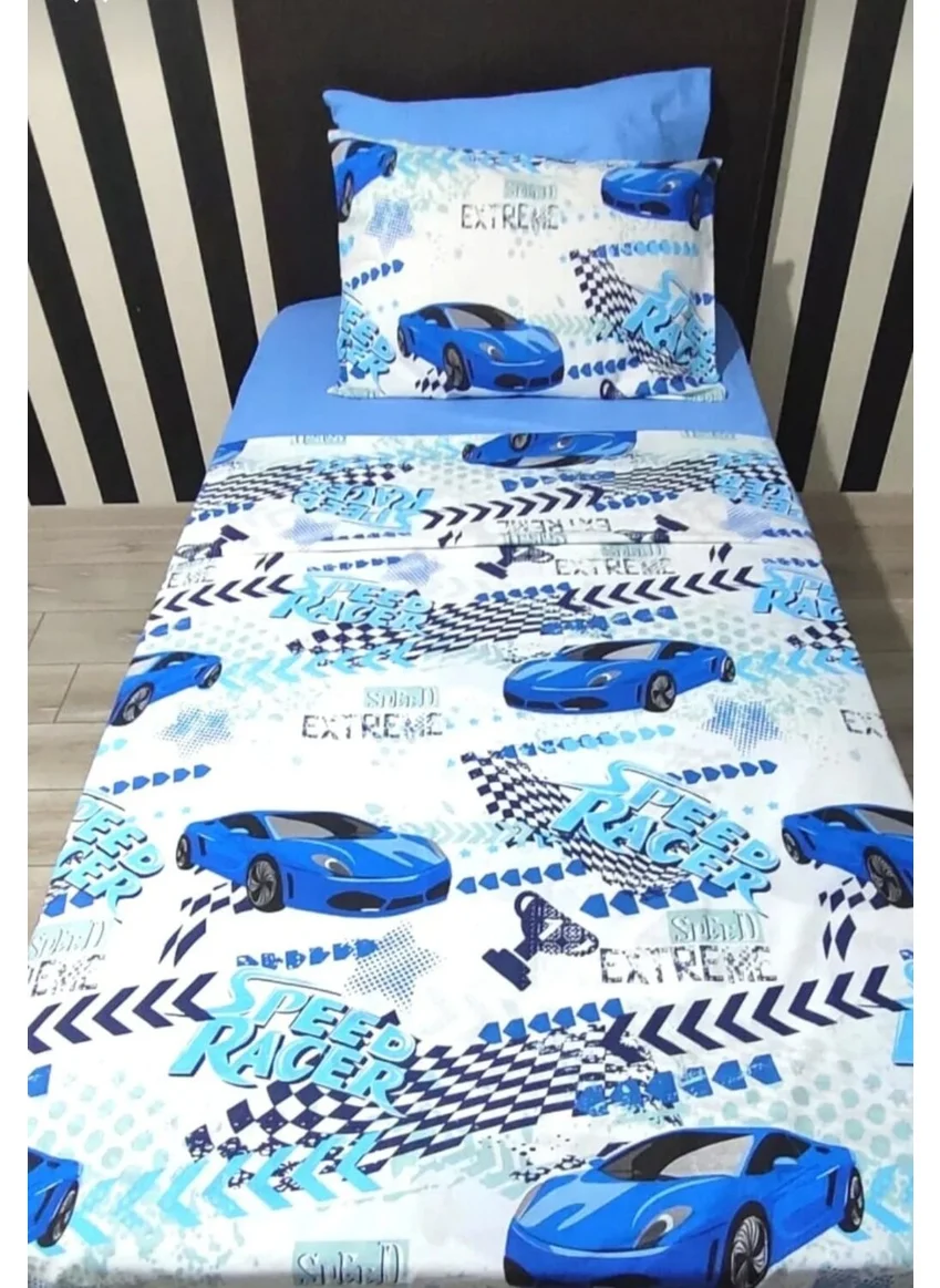 Mert Collection Çarşı Single Duvet Cover Set, Elastic Sheet, 2 Pillows, 4 Pieces