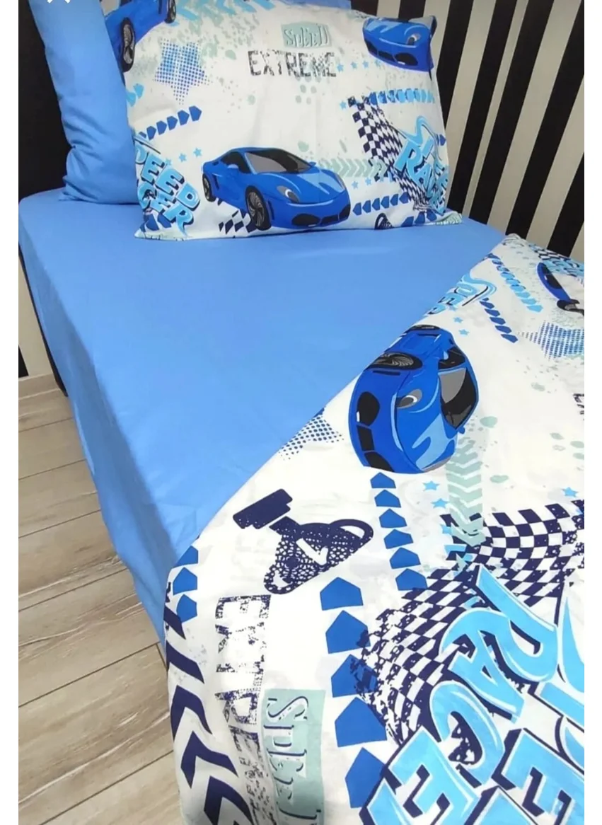 Mert Collection Çarşı Single Duvet Cover Set, Elastic Sheet, 2 Pillows, 4 Pieces