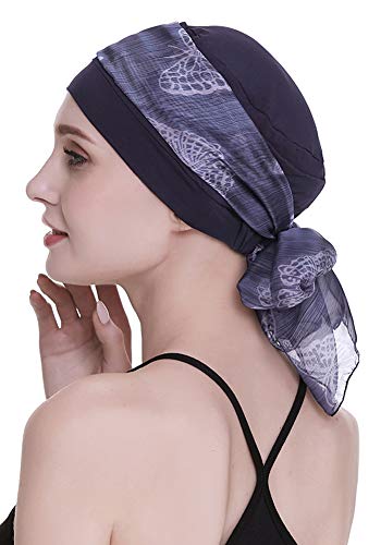 FocusCare Blue Cotton Beanie For Women With Chemo Sleep Turbans Headwear for Cancer Patients - Image 5