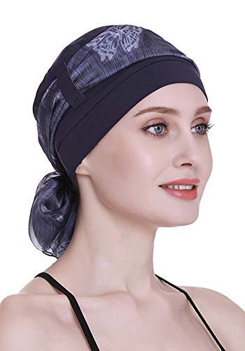FocusCare Blue Cotton Beanie For Women With Chemo Sleep Turbans Headwear for Cancer Patients - Image 3