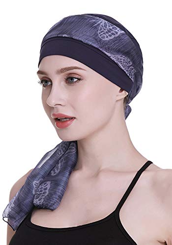 FocusCare Blue Cotton Beanie For Women With Chemo Sleep Turbans Headwear for Cancer Patients - Image 1