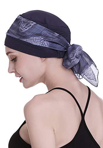FocusCare Blue Cotton Beanie For Women With Chemo Sleep Turbans Headwear for Cancer Patients - Image 4