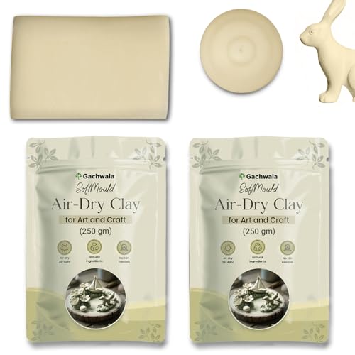 Gachwala Soft Mould Air Dry Clay 500gm(Pack of 2-250gm Each) | Smooth & Malleable Clay for Sculpting, Modelling & Craft | Easy-to-Use Moulding Clay for Lippan Art & DIY Projects - Image 1