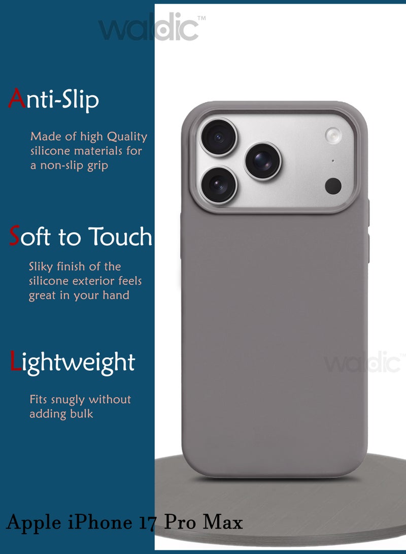 Waldic Apple iPhone 17 Pro Max Silicone Case Cover | Silicone Case Cover Designed for Apple iPhone 17 Pro Max | Apple iPhone 17 Pro Max Case Camera and Drop Protection Thin Protective Back Cover Case for Apple iPhone 17 Pro Max - Stone - Image 2
