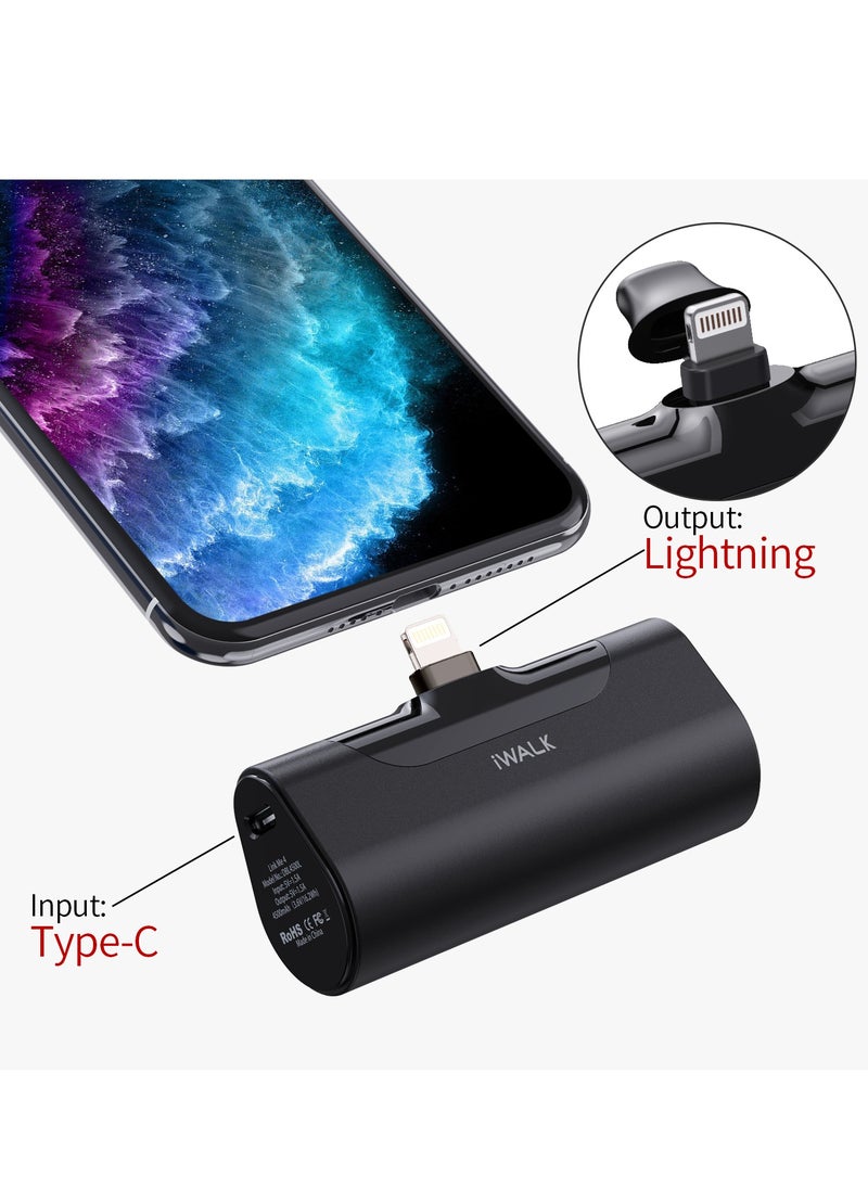 iWalk Small Portable Charger 4500mAh Ultra-Compact Power Bank Cute Battery Pack Compatible with iPhone 13/13 Pro Max/12/12 Mini/12 Pro Max/11 Pro/XS Max/XR/X/8/7/6/Plus and More (Black)  - Image 3