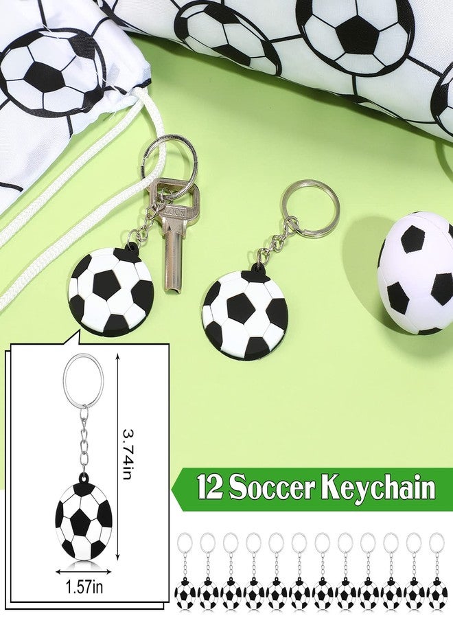 ليفيدي ٤٨ قطعة من لوازم حفلات كرة القدم، ١٢ سوار سيليكون لكرة القدم، ١٢ حقيبة هدايا برباط لكرة القدم، ١٢ كرة ضغط صغيرة لكرة القدم، و١٢ سلسلة مفاتيح لكرة القدم، لتزيين حفلات أعياد الميلاد وهدايا الأطفال. - Image 4