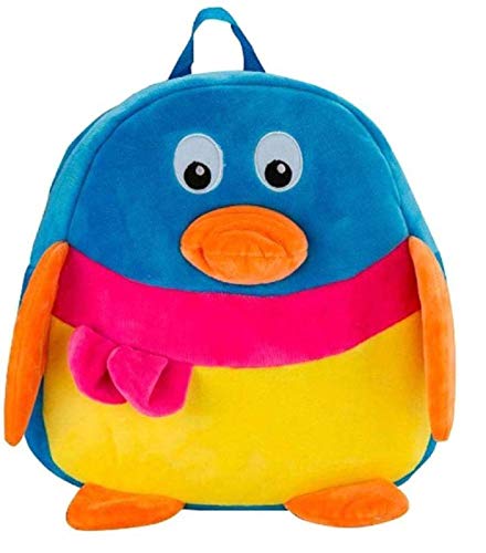 Blue Tree Cute Kids Backpack Toddler Bag Plush Animal Cartoon Mini Travel Bag for Baby Girl Boy 1-6 Years (Blue-Penguin) - Image 1