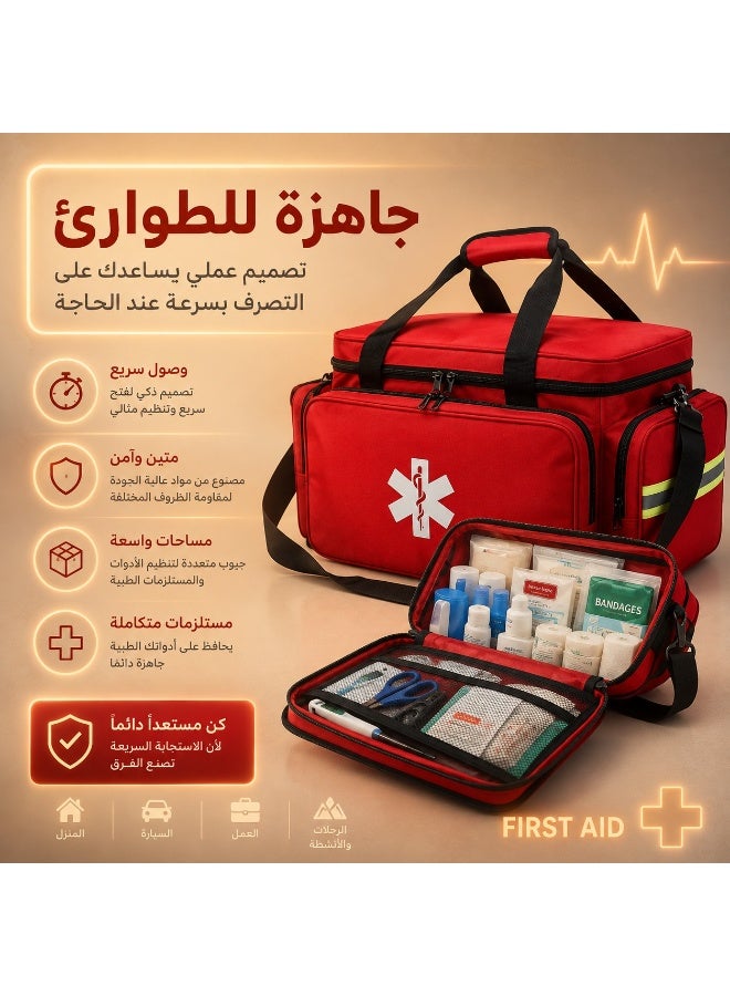 شنطة إسعافات أولية تحتوي على 220 قطعة للاستخدام المنزلي والسفر والسيارة ومكان العمل - Image 5