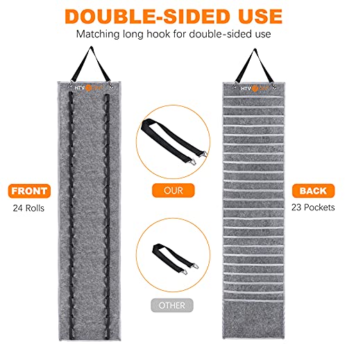 HTVRONT Vinyl Roll Holder With 24 Compartments, Organizer Rack Wall Mount/Hanging Over The Door, Craft Vinyl Storage Idea, Gift Wrap Organizer (Grey) - Image 2