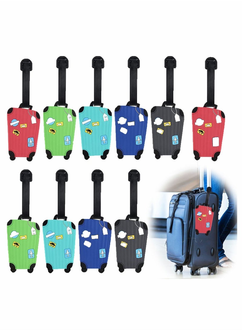 10 Pack Luggage Tags Flexible PVC ID Labels, Colorful Secure Travel Suitcase Bag Baggage Tag Labels for Cabin Bags Carry On Luggage and Suitcases - Image 1