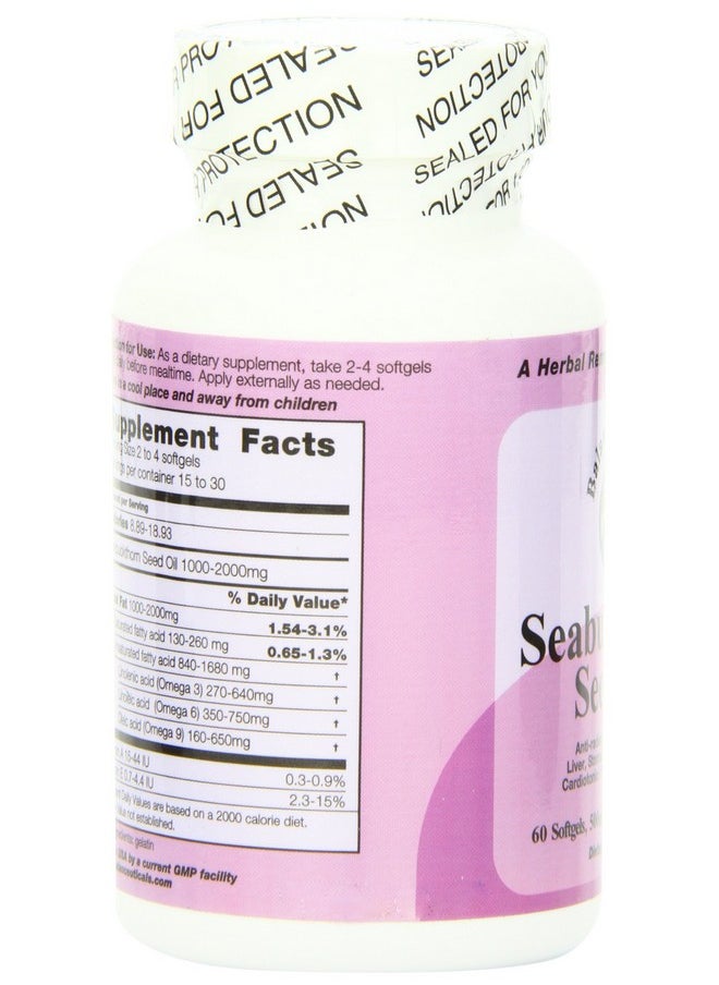 Balanceuticals - Seabuckthorn Seed Oil 500 Mg Dietary Supplement Softgels 60Count Bottle - Image 1