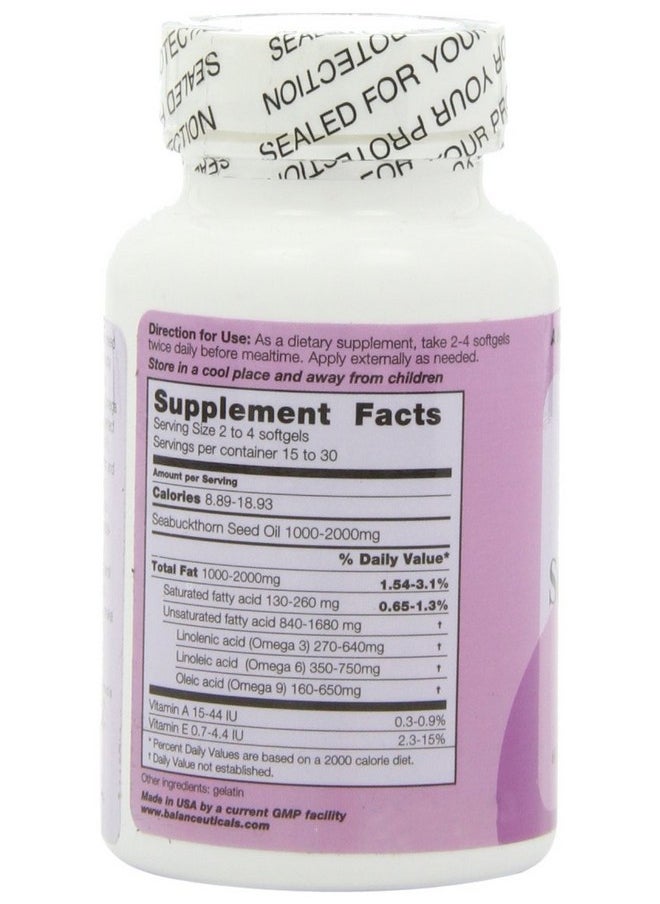 Balanceuticals - Seabuckthorn Seed Oil 500 Mg Dietary Supplement Softgels 60Count Bottle - Image 1
