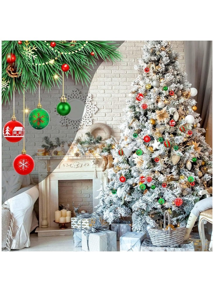 GGEROU Christmas Balls Ornaments, 44Pcs Shatterproof Tree Hanging Balls, Red and Green Glitter Plastic Xmas Tree Baubles - Image 4