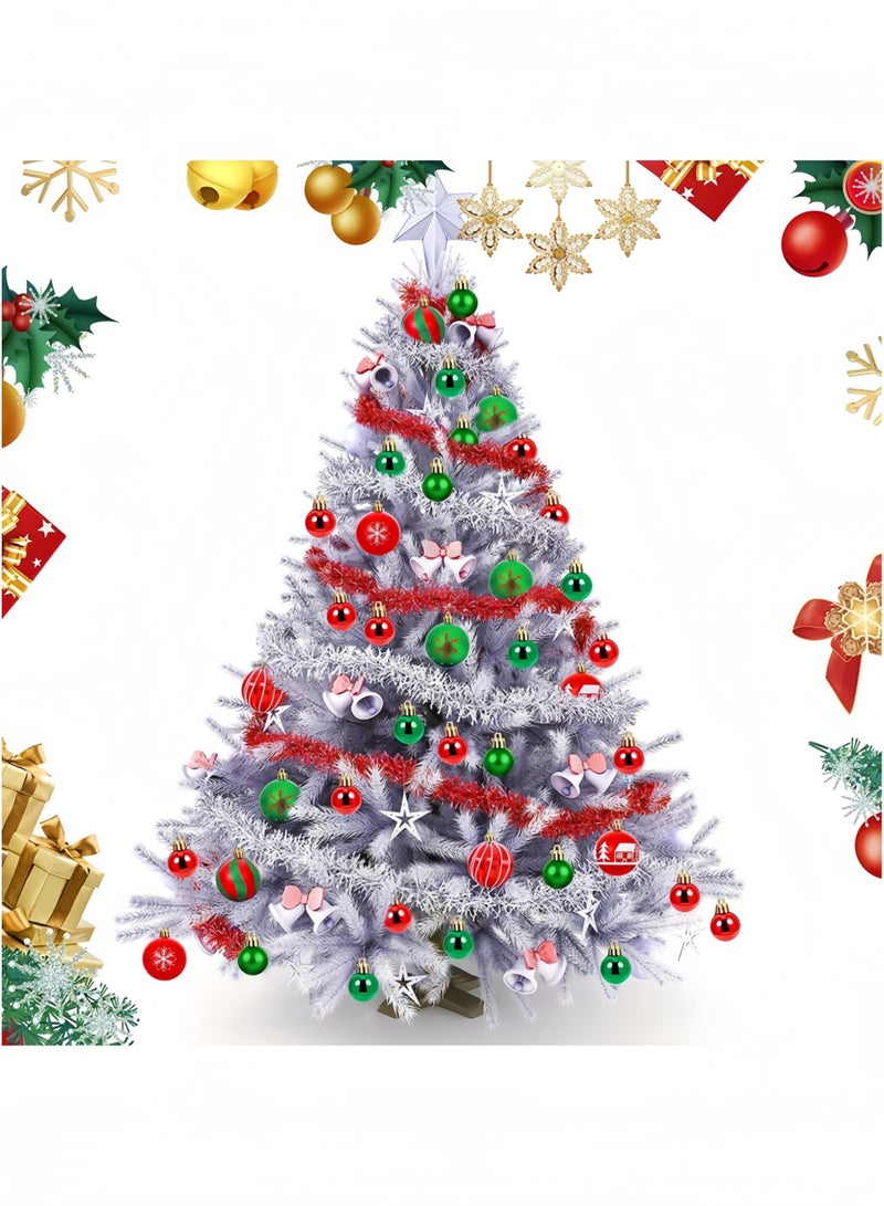 GGEROU Christmas Balls Ornaments, 44Pcs Shatterproof Tree Hanging Balls, Red and Green Glitter Plastic Xmas Tree Baubles - Image 5