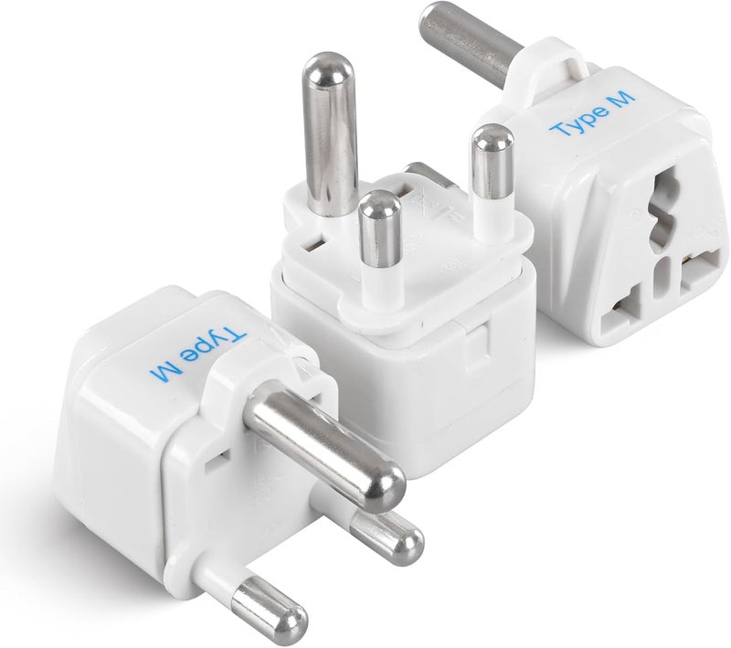 Ceptics South Africa Travel Plug Adapter (Type M) - 3 Pack [Grounded & Universal] (GP-10L-3PK) - Image 1