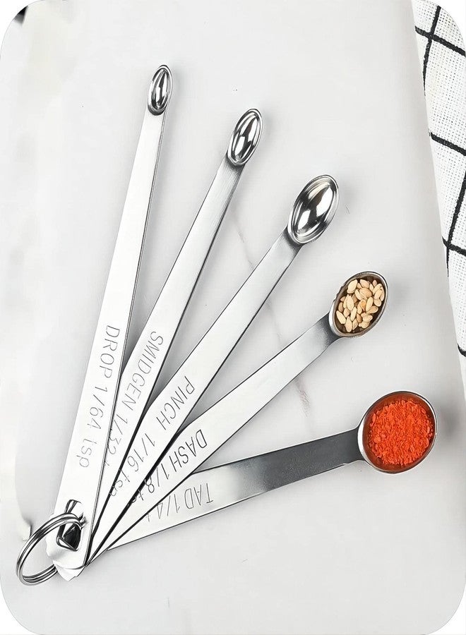 Hotsyang Measuring Spoons Set 5, Mini Measuring Spoons with 1/64 tsp Drop, 1/32 tsp Smidgen, 1/16 tsp Pinch & Dash & Tad Spice Measure Spoons,18/8 Stainless Steel Measuring Spoons for Kitchen & Baking - Image 5
