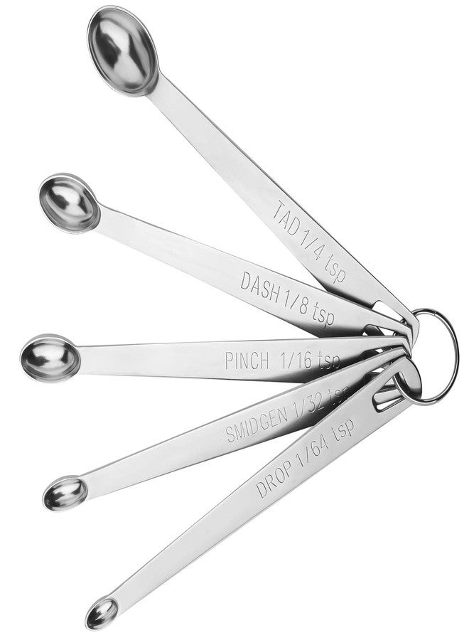 Hotsyang Measuring Spoons Set 5, Mini Measuring Spoons with 1/64 tsp Drop, 1/32 tsp Smidgen, 1/16 tsp Pinch & Dash & Tad Spice Measure Spoons,18/8 Stainless Steel Measuring Spoons for Kitchen & Baking - Image 2
