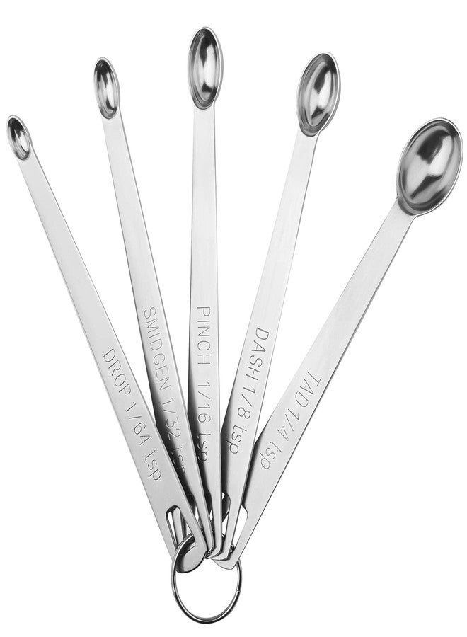 Hotsyang Measuring Spoons Set 5, Mini Measuring Spoons with 1/64 tsp Drop, 1/32 tsp Smidgen, 1/16 tsp Pinch & Dash & Tad Spice Measure Spoons,18/8 Stainless Steel Measuring Spoons for Kitchen & Baking - Image 3