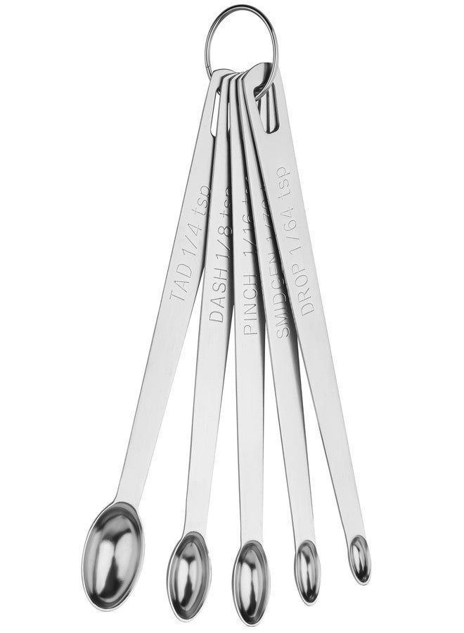 Hotsyang Measuring Spoons Set 5, Mini Measuring Spoons with 1/64 tsp Drop, 1/32 tsp Smidgen, 1/16 tsp Pinch & Dash & Tad Spice Measure Spoons,18/8 Stainless Steel Measuring Spoons for Kitchen & Baking - Image 4