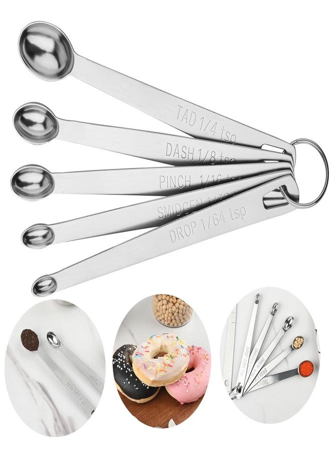 Hotsyang Measuring Spoons Set 5, Mini Measuring Spoons with 1/64 tsp Drop, 1/32 tsp Smidgen, 1/16 tsp Pinch & Dash & Tad Spice Measure Spoons,18/8 Stainless Steel Measuring Spoons for Kitchen & Baking - Image 1