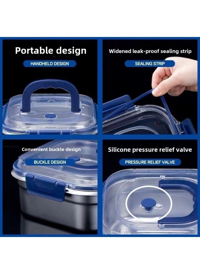 Generic Factory Sold Stainless Steel Preservation Box Household Sealed Storage Portable Picnic Fruit Meal Box Lunch Box Refrigerator Storage Box-Specifications:[blue Handle] Sealed Crisper Box  - Image 5