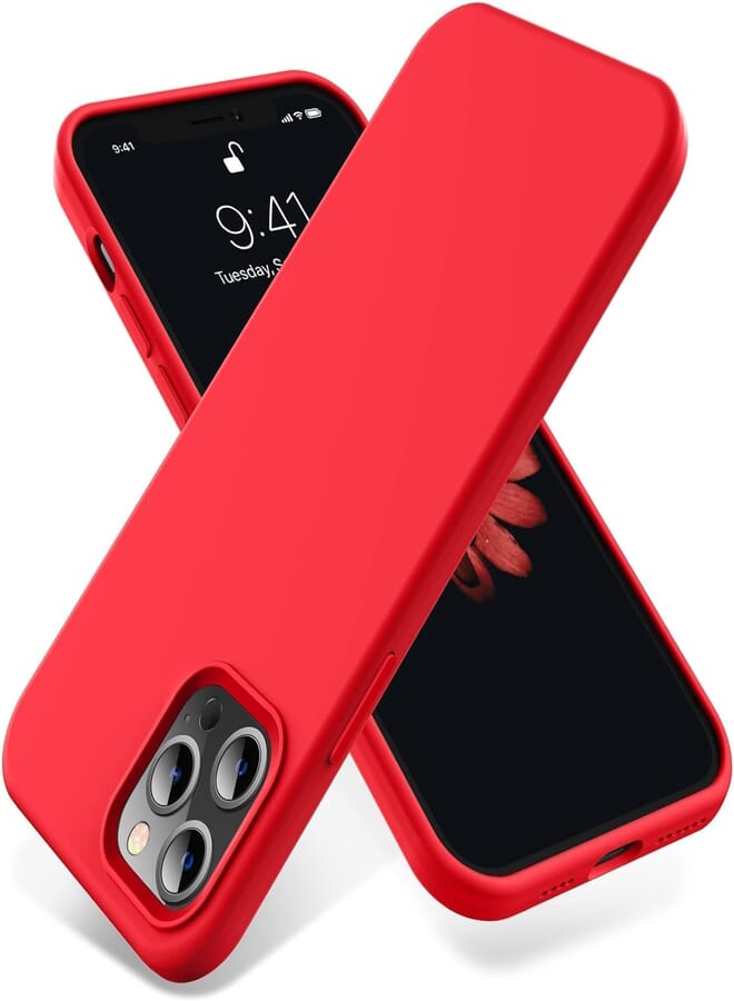 Next store Compatible with iPhone 13 Pro Max Case, Liquid Silicone Case, Full Body Protective Cover, Shockproof, Slim Phone Case, Anti-Scratch Soft Microfiber Lining (Red)