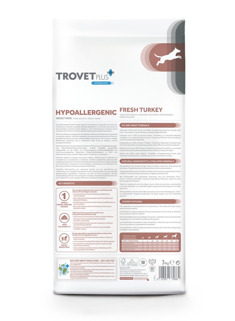 Trovet Trovet Plus Adult Dog Hypoallergenic Turkey Veterinary Diets 3kg - Image 2
