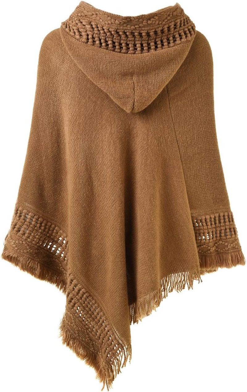 Ferand Ladies' Hooded Cape with Fringed Hem, Crochet Poncho Knitting Patterns for Women - Image 2