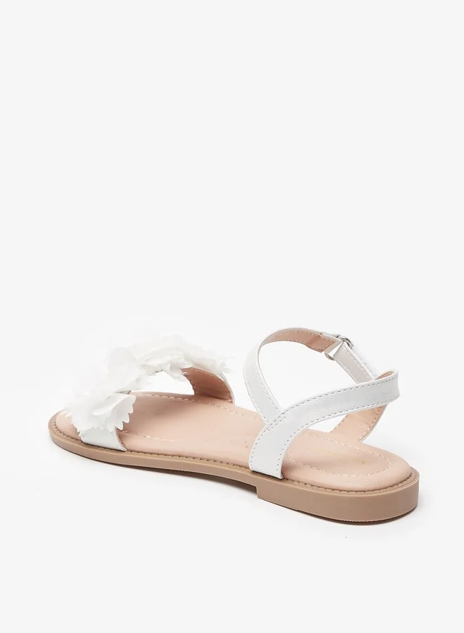 سيليست Girls' Floral Detail Sandals with Hook and Loop Closure