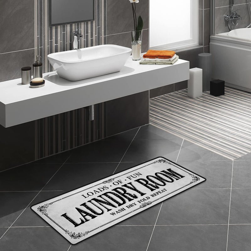 ROMAMIGO Grey Runner Rug, Farmhouse Kitchen Floor Mat, Non Slip Laundry Room Decor, Large (20 X 47 inch) - Image 3