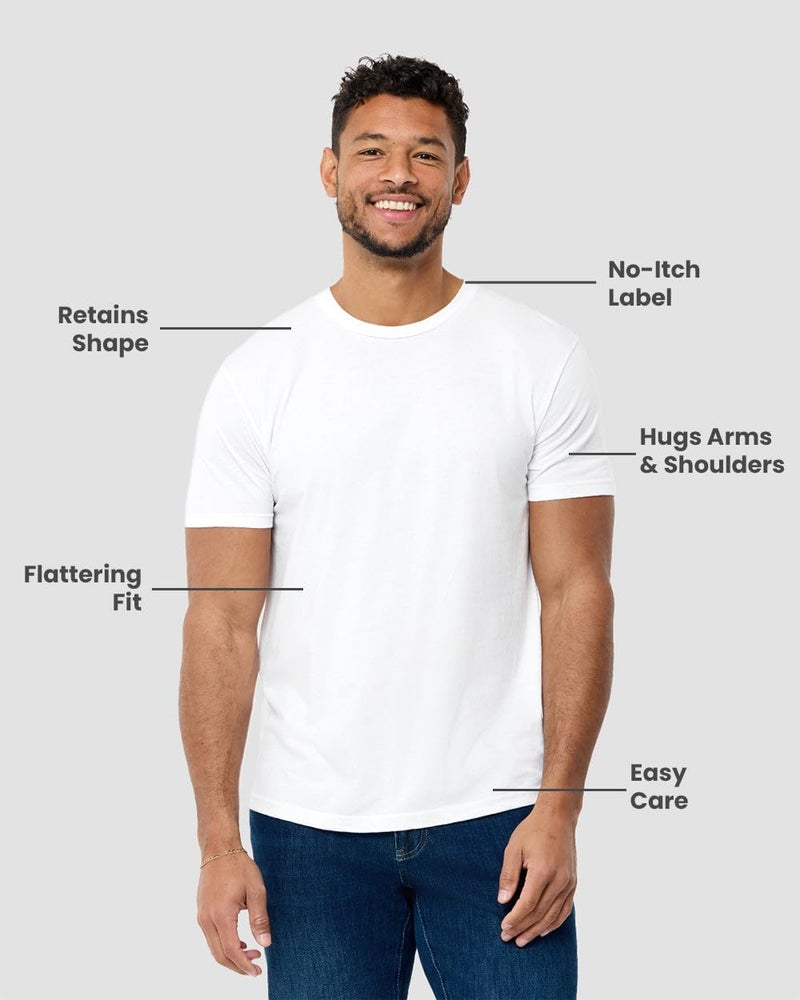 INTO THE AM Men's Plain Tees - Fitted Crewneck T-Shirts Casual Gym Workout Black White Short Sleeve Tshirts Shirts for Men (White, X-Large) - Image 4