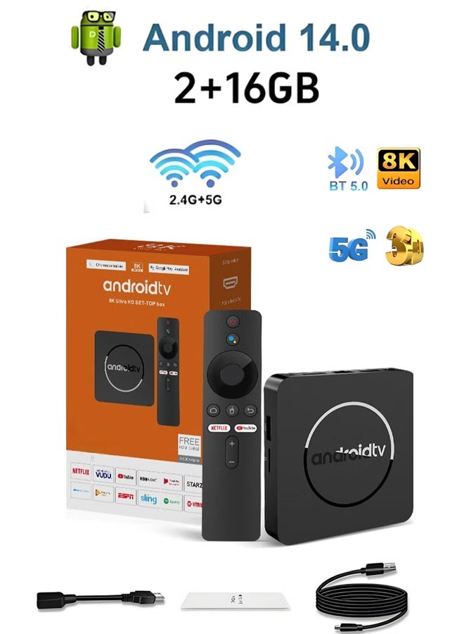 Android 14 TV BOX,、 Smart TV Box, Network Set-Top Box, Streaming Media Players，Support voice remote control - Image 1