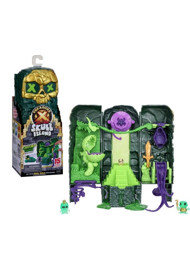 Treasure X Lost Lands Skull Island Swamp Tower Micro Playset, 15 Levels of Adventure. Survive The Traps and Discover 2 Micro Sized Action Figures. Will You Find Real Gold Dipped Treasure? - Image 1
