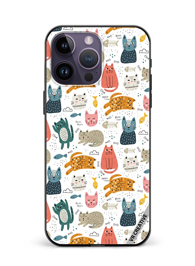 VR CREATIVE Protective Case Cover For Apple iPhone 15 Pro Max Chilling Cat Pattern Design Multicolour - Image 1