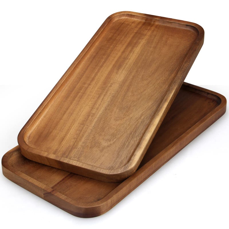 16 x 8 Large Wooden Serving Tray for Decor Party Charcuterie Boards Rectangular Acacia Wood Dessert Platters Rectangle Cake Dessert Plates Food Cheese Platter Board Snack Kitchen Dishes Tray